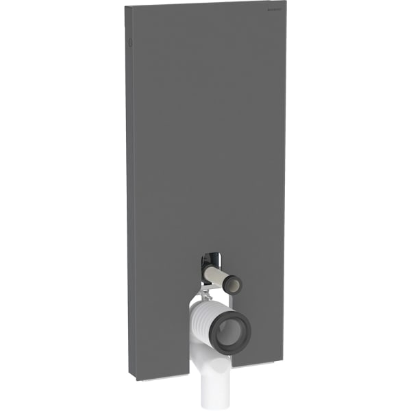 Geberit Monolith Sanitärmodul für Stand-WC 114cm, Glas schwarz /schwarz Alu. gebü.