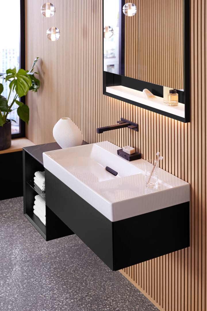 Geberit ONE Ablaufblende mit Kammeinsatz Magnetbefestigung, schwarz matt, Etc