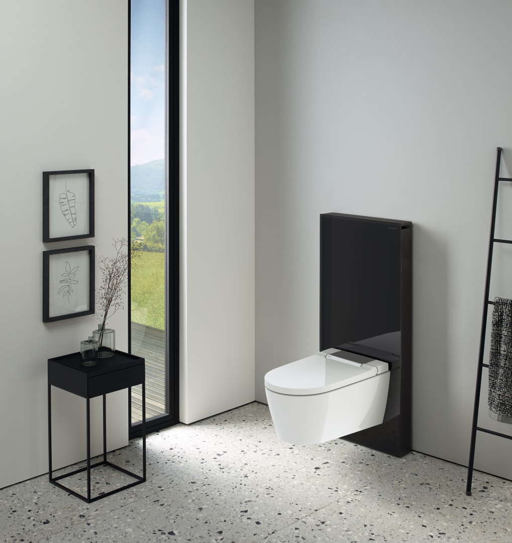 Geberit Monolith Sanitärmodul für Wand-WC 114cm Glas schwarz, Alu. schwarzchrom