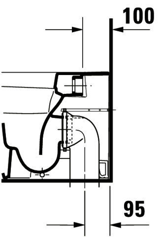 DU Stand-WC DuraStyle 570 mm Tiefspüler, Abg.waagr., BTW, weiß