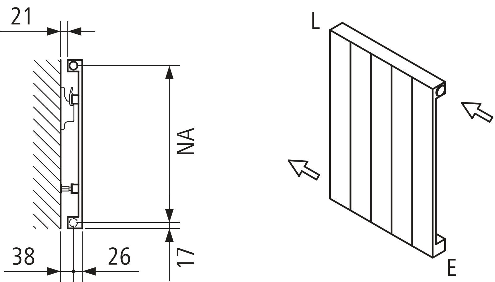 Kermi Heizwand HVN Typ10 BH2000x43x840mm QN1598, RAL9016, 6 bar, ANB12