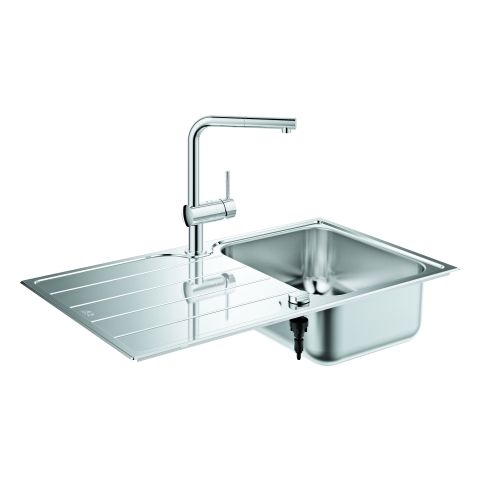 GROHE Spülen-Bundle K500 31573_1 enthält Edelstahlspüle/Minta SPT-Batterie chrom