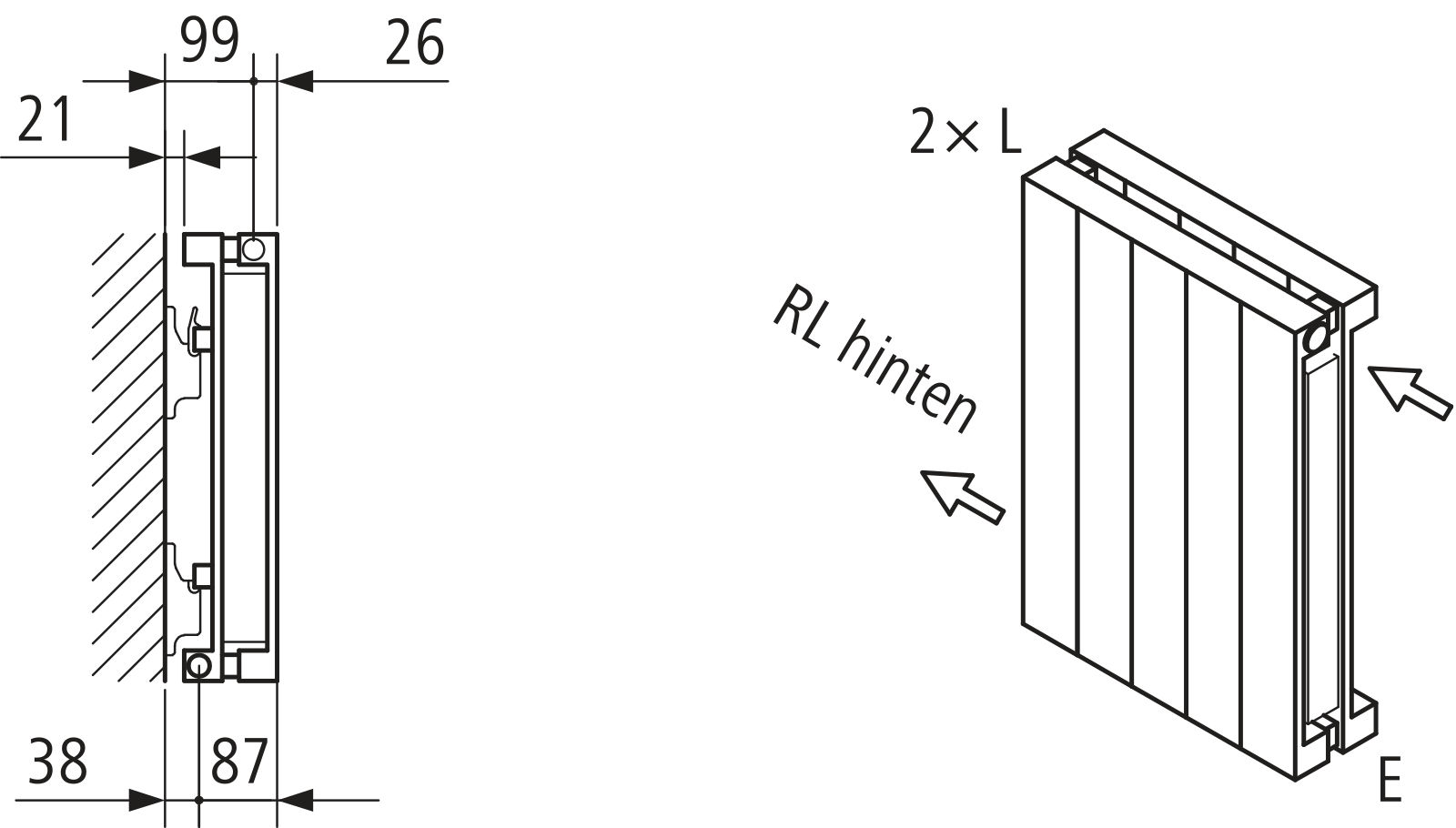 Kermi Heizwand HVN Typ20 BH1800x104x1050 QN2870, RAL9016, 6 bar, ANB12