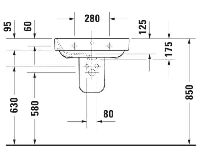 DU Waschtisch Happy D.2 600 mm mit ÜL, mit HLB, 1 HL, weiß
