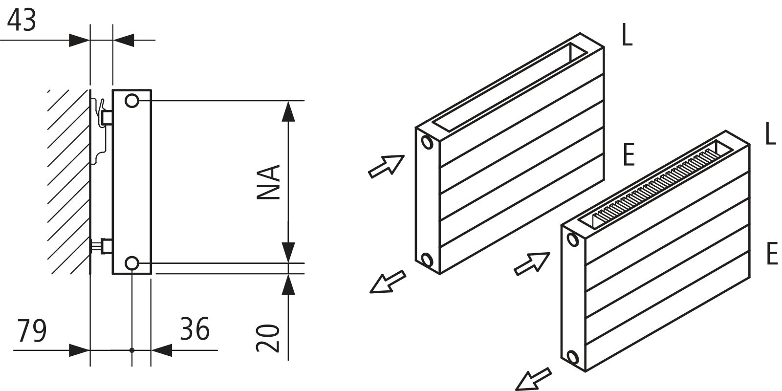 Kermi Heizwand HHN Typ20 BH840x72x1900mm QN2476, weiß, 6bar, m. Abd, AB 12