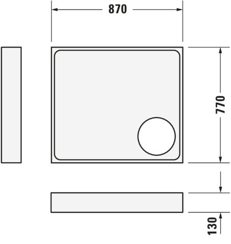 DU Starck Slimline Duschwanne R.Ek 900x800x45 mm Wß S.acr. Antislip