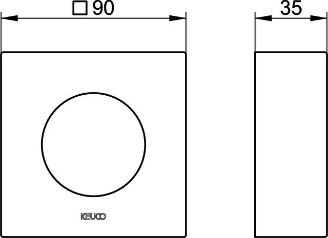 KEUCO Verlängerungs-Rosette IXMO 59551 f.Ab-u.Umstellv., eck. Höhe 25mm sw