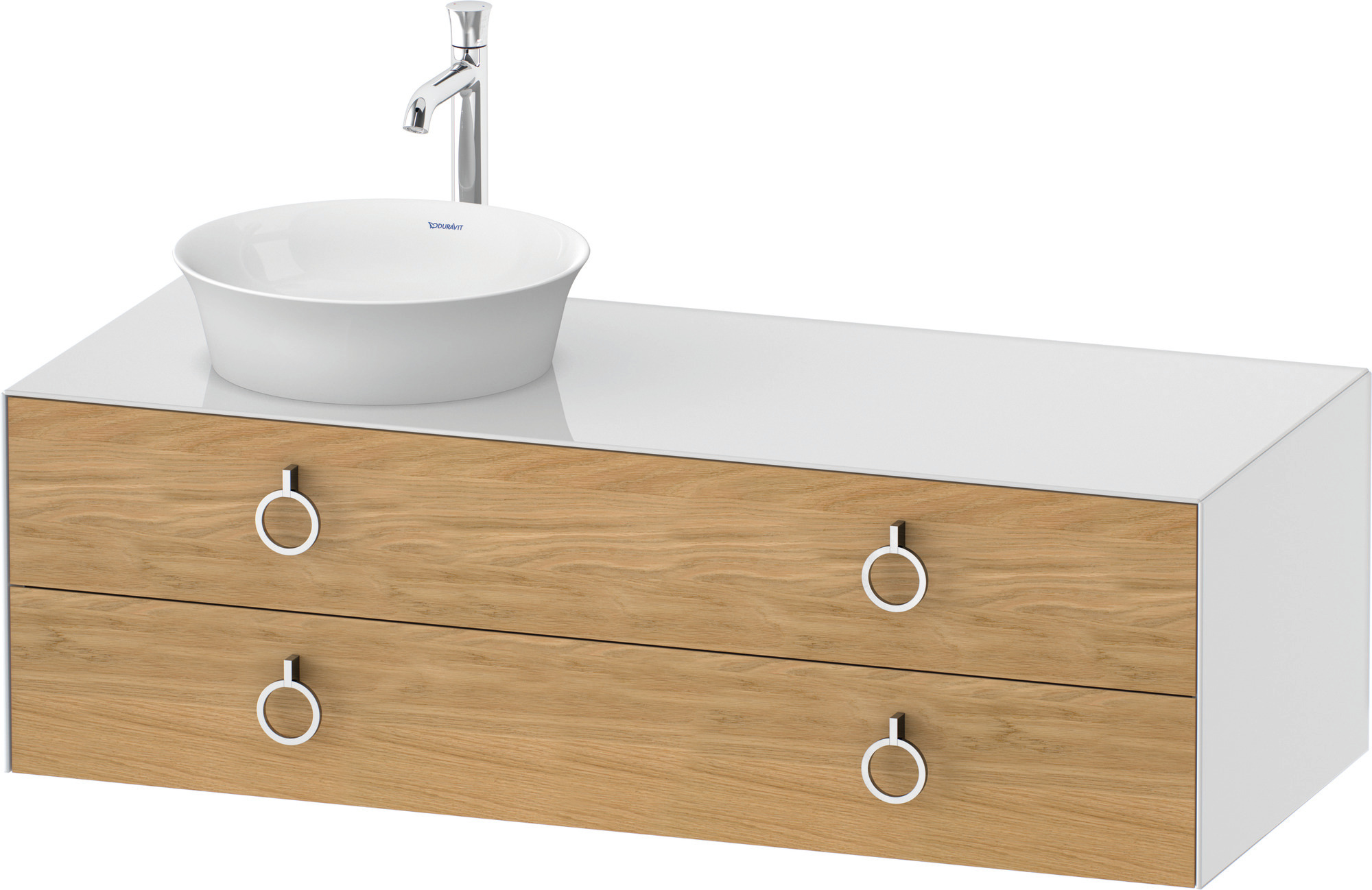 Duravit WTU wandh.White Tulip,2Schk.,m.Griff Aus.l,408x1300x550,Eiche N.M./Weiß HGL