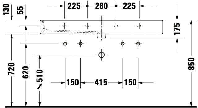 DU Waschtisch Vero 1200 mm m.ÜL, m.HLB, 2 HL, 1 Becken, weiß