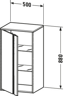 DU Halbhochschrank Ketho 360x500x880mm 1 Tür, TA links, weiß hochglanz
