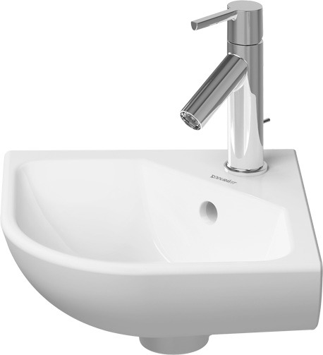 DU Eck-Handwaschbecken ME by Starck 500 mm, mit ÜL, mit HLB, 1 HL, weiß