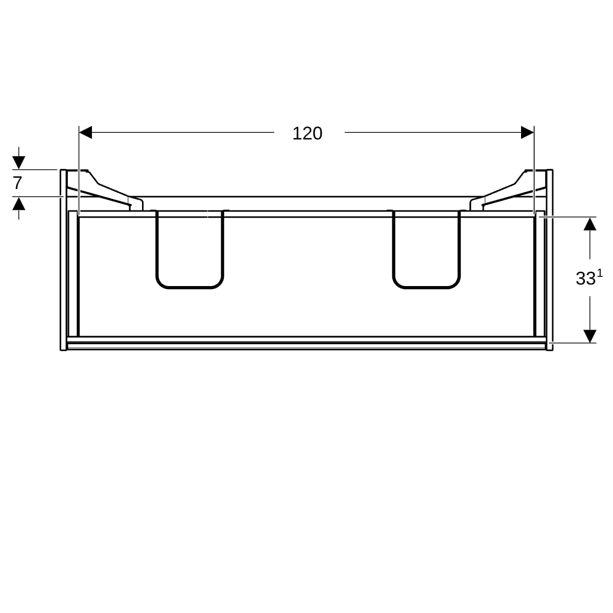 Geberit Unterschrank für DMWT, 2 Schubladen B:130cm, Eiche natur
