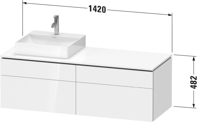 DU Konsolen-WTU wandhängend L-Cube 550x1 400x482mm Weiß Matt 2 Auszüge 2 Schubk