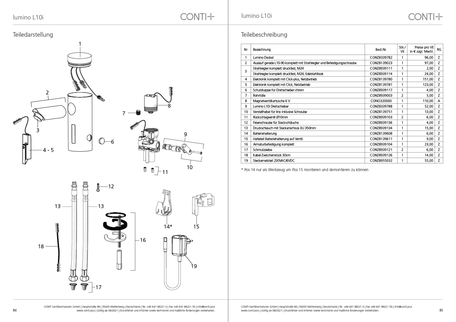 CONTI+ lumino el. IR Standarm. NetzAP m.Misch. Chrom m.Ablg. Click+ L10i