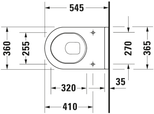 Duravit Wand-WC Starck 3 540 mm Tiefspüler,Bef.-Abstand 230mm,weiß,HYG