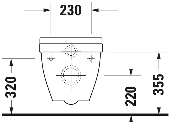Duravit Wand-WC Starck 3 540 mm Tiefspüler,Bef.-Abstand 230mm,weiß,HYG