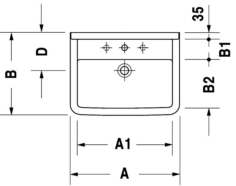DU Waschtisch Starck 3 650 mm mit ÜL, mit HLB, 1 HL, weiß WonderGliss