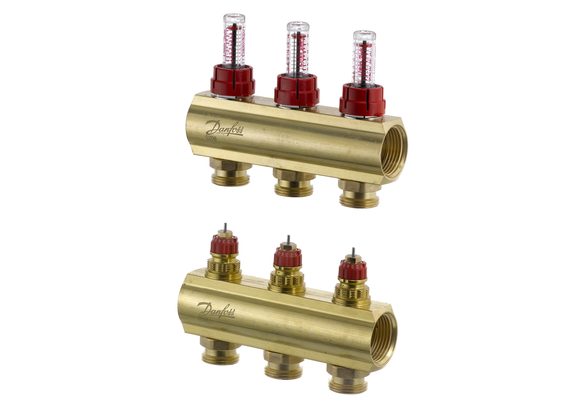 Danfoss FBH-Verteiler FHF-3F 3 Kreise, mit Durchflussanzeige