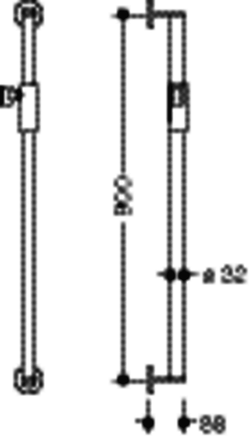 HEWI Brausehalterstange, d:32, L:900, plvb, Br.H.mag. schw tiefmatt