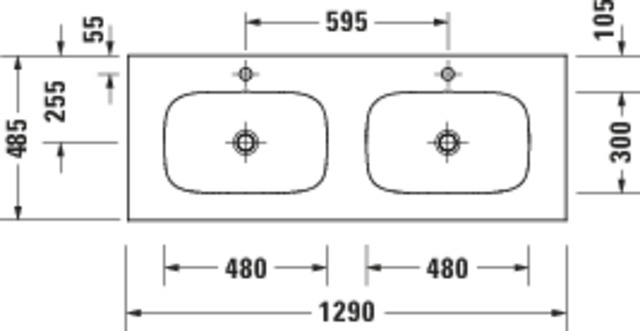 Duravit Sivida D-MWT,1290x485mm,DuroCast Plus o. ÜL,HL 1,B.2,Weiß Seidenmatt