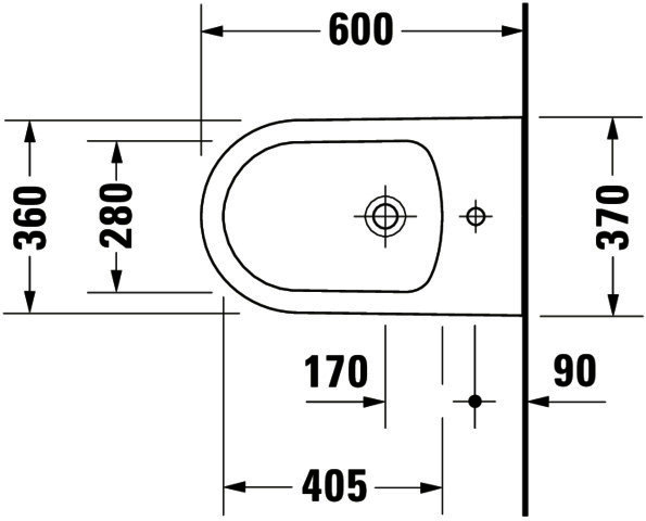 DU Stand-Bidet 600mm ME by Starck Weiß Seidenmatt,m.HL,m.HLB,1 HL,BTW, WG
