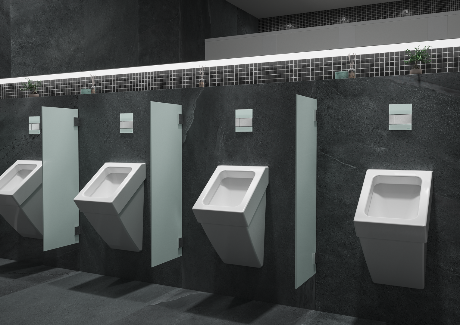 TECEsquare Urinal-Betätigungsplatte mit Kart. Glas schwarz glzd. Taste Chrom gl.