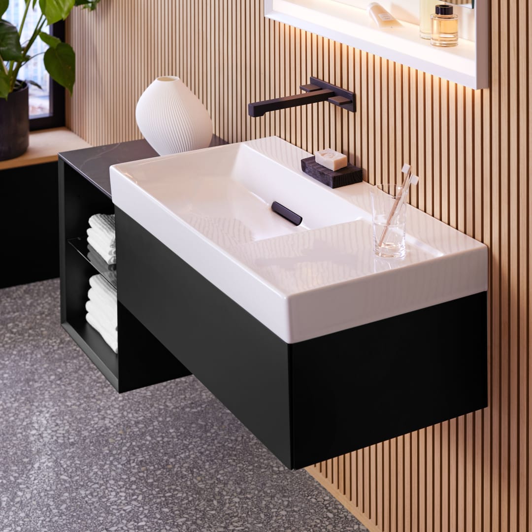 Geberit ONE WT 90x48cm, CleanDrain, Ablg.re o. Hl., o. Ül., weiß, KeraTect/weiß glzd