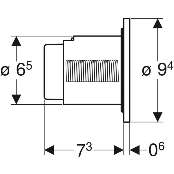 Geberit Typ 01 Fernbetätigung, pneumatisch 1-Mengen-Sp., UP-Drücker, mattverchromt