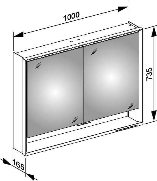 KEUCO SPS Royal Lumos 14304, VB Hzg. 1000x735x165mm si.-elox.