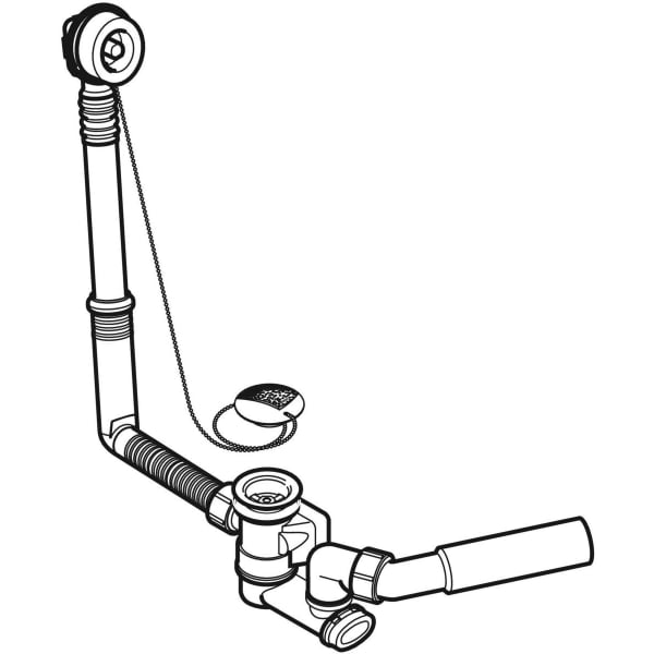 Geberit Badewannenablauf mit Ventilstopfen d52, mit Fertigbauset, DN40/50, chrg
