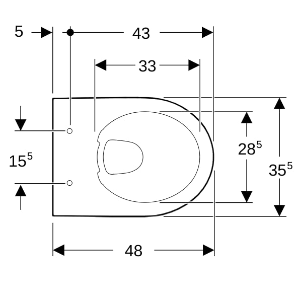 Geberit Renova Compact WWC Tiefspüler verk. Ausl.48cm, Rimfree, weiß
