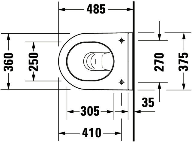 DU Wand-WC Starck 3 Compact 485 mm Tiefspüler, Durafix, weiß, HYG
