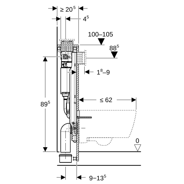Geberit GIS Element f. Wand-WC, 100cm mit Omega UP-SPK 12cm