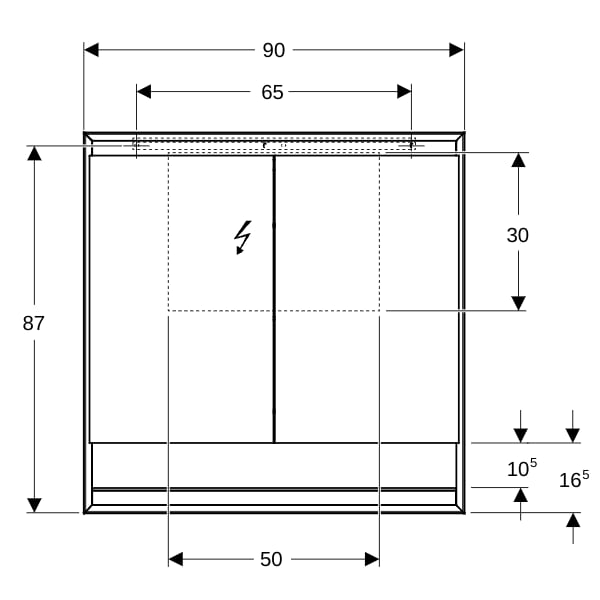 Geberit ONE Spiegelschrank mit Ni/Comf.Light 2 Türen, AP-Mont., 90x90x15cm, weiß