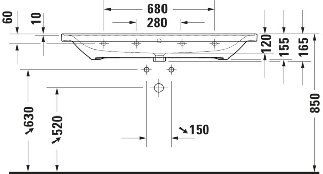 Duravit D-Neo Waschtisch 1205mm, weiß mit ÜL, mit HLB, 1HL