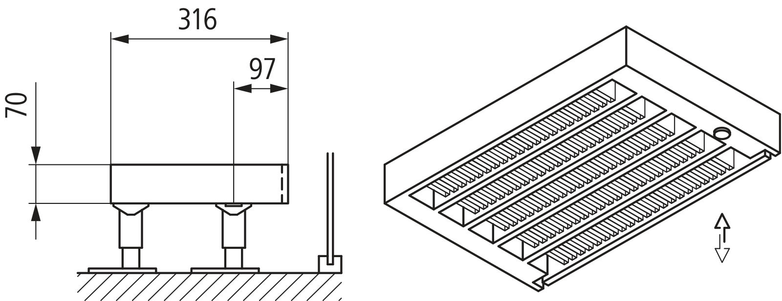 Kermi Kon m. Str. Typ55 BH280x316x1600 QN4592, weiß, 6bar, m. Abd., AB Uni.