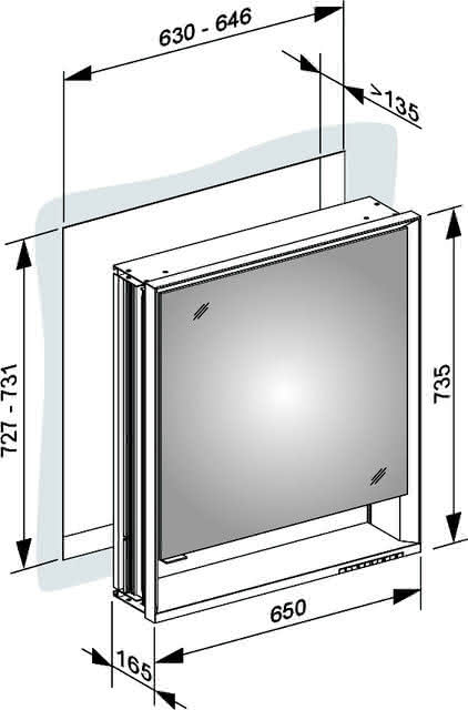 KEUCO SPS R. Lumos 14311, l., m. Ablagef., Einbau, silb-elox., 650x735x165mm