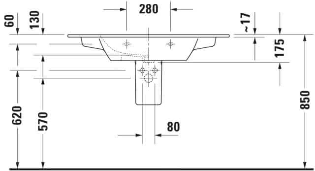 DU Möbelwaschtisch ME by Starck 1030 mm mit ÜL, mit HLB, 1 HL, weiß