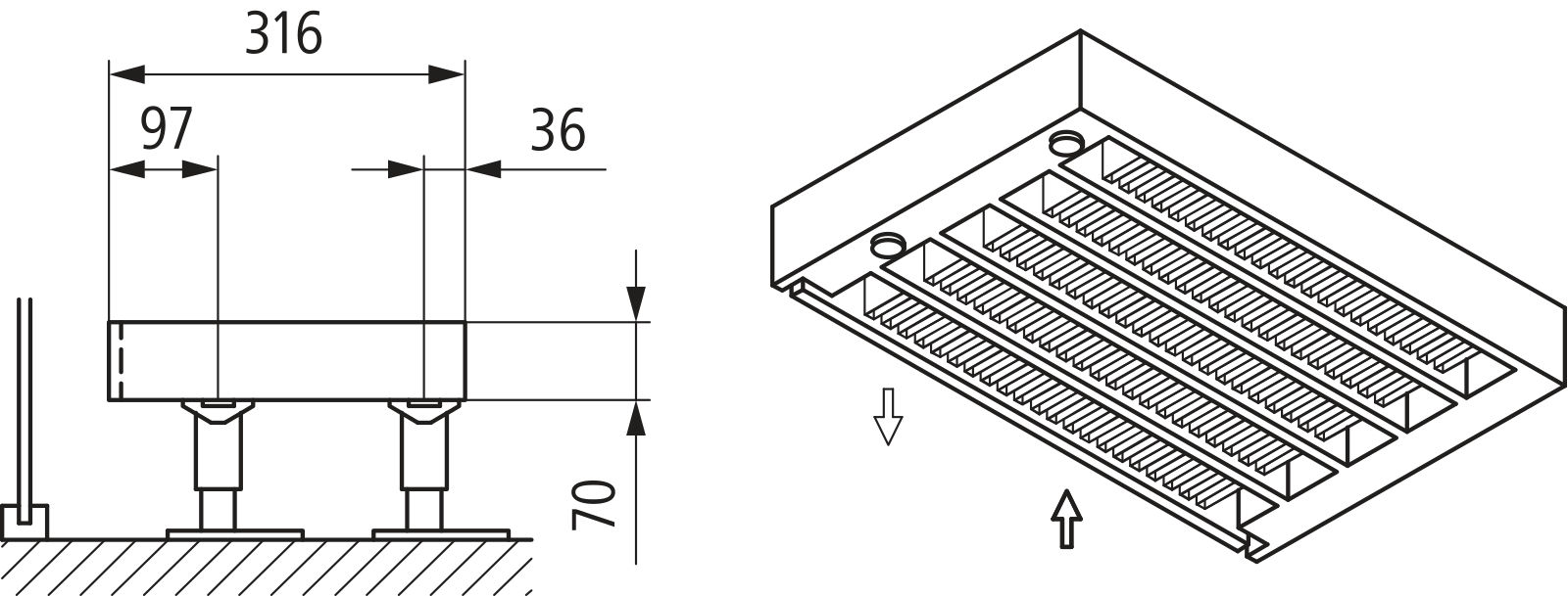 Kermi Kon m. Str. Typ55 BH280x316x2600 QN7462, weiß, 6bar, o. Abd., AB Uni.