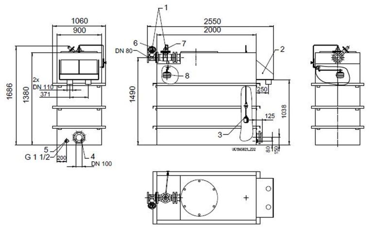 KSB Vorbehälter mit freiem Auslauf Vges 2700 l, Vnutz 1500 l, DN 80