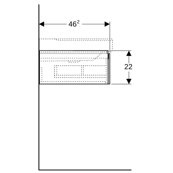 Geberit Xeno2 Unterschrank f. WT m. Ablg. re m .1 Schubl., 88x22x46,2cm, weiß