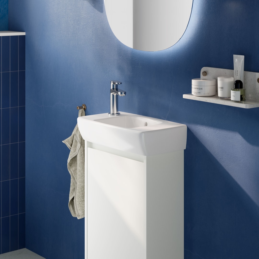 Geberit Renova Compact US für HWB, mit 1 Tür 41,2x60,5x20,1cm, weiß/l. seidenmatt