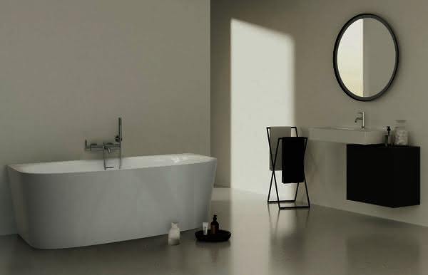 IS D-Form-Badewanne DEA f.Wandanbindung, m.Ablauf, 1800x800x475/610mm, Weiß