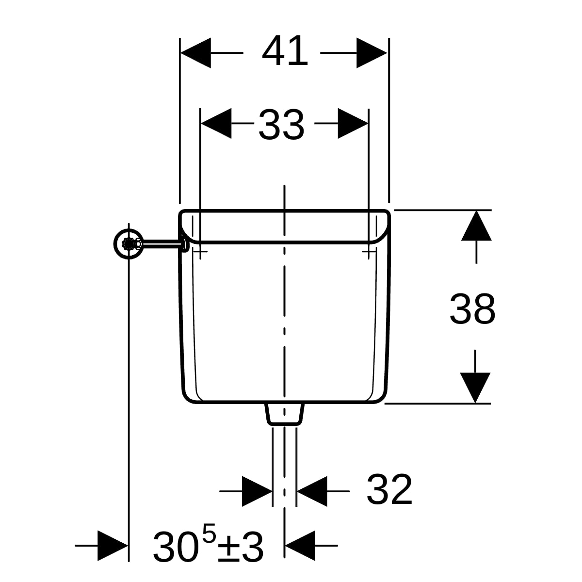 Geberit AP123 AP-Spülkasten,1-Mengen-Sp. hochh. WA li/re, für Fernaus. weiß-alpin