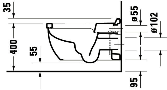 DU Wand-WC Starck 3 620 mm Tiefspüler, Durafix, weiß