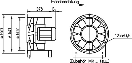 Helios AMD 500/4 0,75 kW Axial-Mitteldruckvent. 3-PH 50 Hz