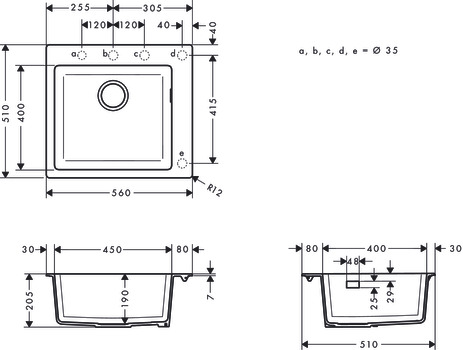 Hansgrohe Einbauspüle 450  S510-F450 graphitschwarz