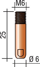 Stromdüse Draht-Ø 1mm M 6 L.25mm E-Cu TRAFIMET Stromdüse Draht-Ø 1mm M 6 L.25mm E-Cu TRAFIMET