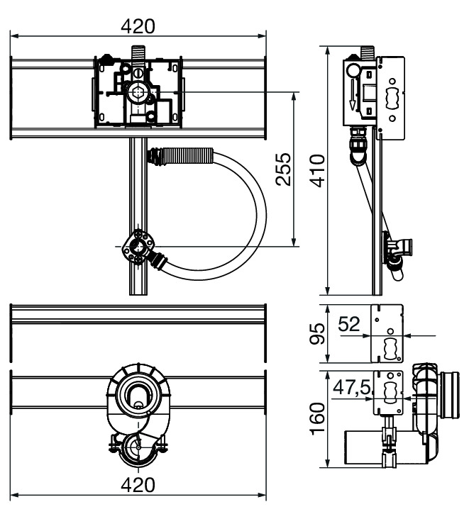 Viega Urinal Modul Prevista Dry Plus 8561 in 1120-1300mm