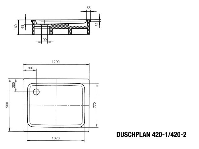 KA DW DUSCHPLAN Mod.420-1,900x1200mm, alpinweiß,Antislip